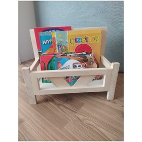 Resim glb decor wood hand made Bank Kitaplık Ahşap Bank Kitaplık Dergilik 