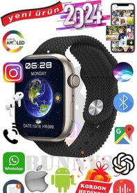 Resim Bunnys Oppo A55s Uyumlu Akıllı Saat Watch 9 Max+2024 45mm Kordon Hediyeli Amoled Ekran 