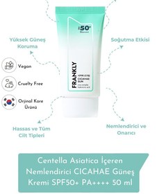 Resim Frankly centella asiatica i̇çeren nemlendirici cicahae güneş kremi spf50+ pa++++ 50 ml 