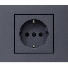 Resim Ovivo Grano Topraklı Priz + Çerçeve Füme Set O-G-F-Top.Priz 