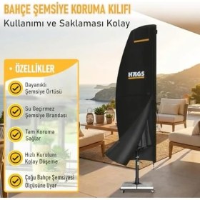 Resim Hype Store Bahçe Şemsiye Kılıfı, Parasol Konsol Şemsiyesi Brandası, Koruma Örtüsü, Su Geçirmez, Hava Koşullarına Dayanıklı Bahçe Gölgelik Güneşlik Örtüsü (190-30/50 Cm) Siyah 