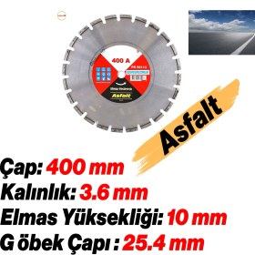 Resim Badem10 Asfalt Kesme Testeresi Elmas Testere Bıçağı Kesim Asfalt Beton 400 mm 