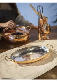 Resim Bakır Fırın Tepsisi Oval Bakır 