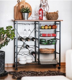 Resim Tekerlekli Raf Mutfak Bangosu Şaraplık Kahve Köşesi 5195 