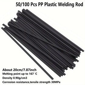 Resim 50/100 adet 19.99 cm PP Plastik Kaynak Çubuğu Araba ve Motosiklet Tamiri için - Dayanıklı Far Bakımı, Kabuk ve Tampon Kaynakçılığı, 100W-600W Kaynak Makineleri ile Uyumlu, Otomotiv Kaynak Aksesuarları, Araba için Kaynak Çubukları, Far Bakımı Aracı, Pürüzsüz Metalik Bitiş, Yüksek Kaliteli Kaynaklar 