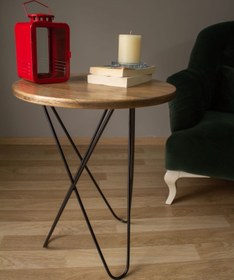 Resim By Trend Ahşap Metal Firkete Yıldız Ayaklı Yan Fiskos Orta Çay Sehpası 