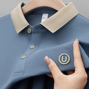 Resim Erkekler İçin Günlük Gömlek - %100 Polyester Kısa Kollu Yazlık Üst, Kabartmalı Yaka ve Kol Yakası, Nefes Alabilen Esnek Kumaş, Normal Kesim 