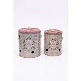 Resim Evle ERB23U7 Patates-Soğan Saklama Kabı 2 Li Set, Rosy 