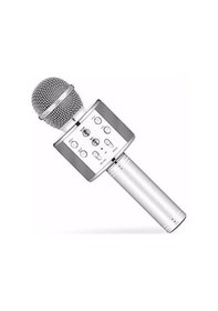 Resim Meax Ms-858 Kablosuz Karaoke Mikrofonu Bluetooth Hoparlör Gümüş 