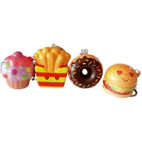Resim 4 Adet Anahtarlıklı Squishy Seti Farklı Modellerde Ufak Boy Sukuşi Oyunu 4 Lü Set 5-6 Cm 