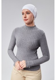 Resim Sonbaharmoda Kadın Tesettür Likralı Penye Dikişsiz Kaymaz Düz Bağlamalı Bone Beyaz 