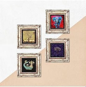 Resim Pinecone Stone Hayat Ağacı, Fil, Şahmeran Taş Duvar Tablosu - Çerçeveli Taş Tablo - Dekoratif Duvar Sanatı - Modern Ev ve Ofis Duvar Dekoru K4-1294 