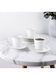 Resim Güral Porselen Sedef 2 Parça Tek Kişilik Çay Fincanı Mat Altın File 5397310 Altın - Beyaz 
