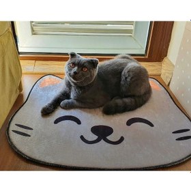 Resim Kedi Desenli Tuvalet / Mama Önü Paspası 50x60 Cm 