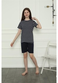 Resim Akbeniz Kız Çocuk Penye Şortlu Pijama Takım 20407 Lacivert 