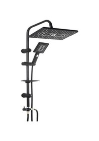 Resim Lüks Robot Duş Seti Mat Siyah Dikdörtgen Çok Fonksiyonlu Yağmur Robot Duş Sistemi Siyah 