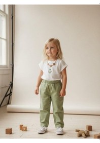 Resim Zekids Kız Bebek Yumuşak Dokulu Beli Lastikli Pantolon-16946 Yeşil 