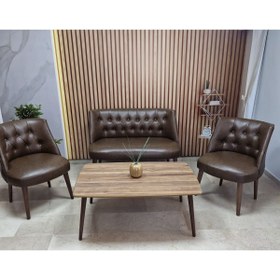 Resim Azra Aksesuar Deri Çay Seti Koltuk Takımı + SEHPA - Oturma Grubu - Cafe Mobilya - Ofis Mobilya - Balkon Mobilya 
