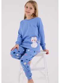 Resim Rolypoly Kız Çocuk Mavi Pijama Takımı Mavi 