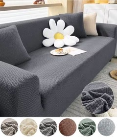 Resim StarMall Tuğla Desen Koltuk Örtüsü Çekyat Kılıfı 3Lü Bir Adet Antrasit 