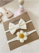 Resim Derinkids 2'li Krem Fiyonk Papatya Bebek Bandana Seti 