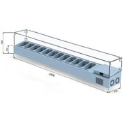 Resim Galleyz Set Üstü Saladbar - Cam Kapak - 250x34x30 Cm - Gn 1/4-150 Küvet 