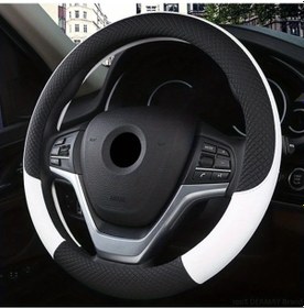 Resim Chuangyinshop Dermay Pu Deri Direksiyon Kılıfı Beyaz Kaymaz Tutuş 4 Mevsim Koruma Beyaz 