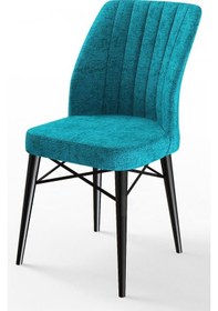 Resim Canisa Concept Arp Serisi 70x110 Sabit Mutfak Masası Takımı Siyah Mermer Desen Masa 4 Turkuaz Sandalye Masa Siyah/ Sandalyeler Turkuaz 