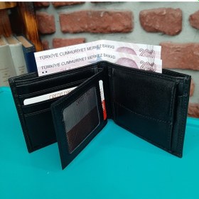 Resim Gvnbag Hakiki Deri Erkek Bozuk Para Gözlü Siyah Cüzdan Gvn-0115 Siyah 