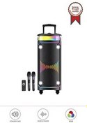 Resim Torima DR-8816 Siyah Çift Mikrofonlu RGB Ledli Taşınabilir Bluetooth Hoparlör Parti Speaker 