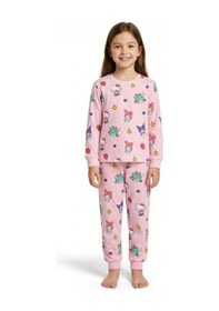 Resim Cute Hello Kitty Ve Kuromi Desenli Kız Çocuk Pijama Takımı Pembe 
