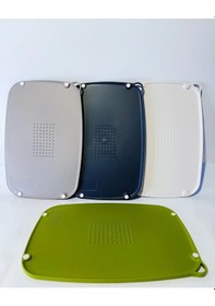 Resim Kaymaz Ayaklı Çift Taraflı Renkli Plastik Kesme Ve Doğrama Tahtası - Kaydırmaz Taban, Sarımsak Ezme Alanlı Diğer 