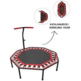 Resim 135 Cm Katlanabilir Sekizgen Step Trambolin Tutunmalı Trambolin Fitness Zıplama Trambolini 