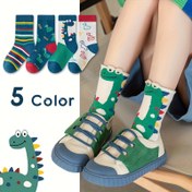 Resim 5 Renk/3 Çift Rastgele Dinozor Çorapları | Erkek ve Kızlar İçin Eğlenceli Karikatür Çorapları | Yumuşak ve Nefes Alabilen Polyester Kumaş | Dinozor, Yıldız ve Bulut Desenleriyle Sevimli Hayvan Tasarımı | Sonbahar Kış İçin Tüm Mevsim Çocuk Çorapları, Dinozor Kıyafetleri 
