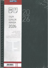 Resim Gıpta 2026 Ajanda Günlük Spiralli 17x24 407 Siyah Hafta Sonları Birleşik Siyah 