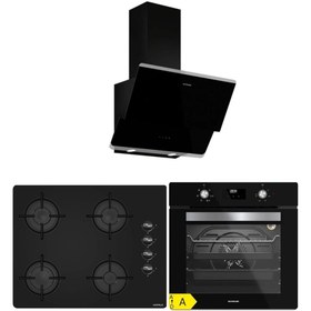 Resim Silverline - Hafele 65 Cm Ocak Siyah Ankastre Set (3490 Oslo - Hafele Luce 65cm Ocak - BO6502B02) 