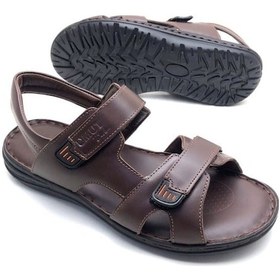 Resim Derilax Büyük Numara Hakiki Deri Ortopedik Erkek Sandalet Kahve Kahverengi 