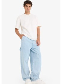 Resim Defacto Skater Fit Geniş Paça Jean Yıkamalı Pantolon F5668ax25aunm39 Mavi 