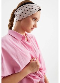 Resim Butik Tasarım Kadın Bandana Saç Bandı, Ekstra Yumuşak, Esnek, Doğal, Pamuklu Penye - Tek Ebat / Pudra-siyah Pudra-siyah 