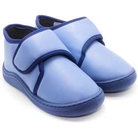 Resim KU&PA SHOES Pas Mavi Kids Çocuk Unisex Panduf Ayakkabı Cırtlı Rahat Kaydırmaz Taban Ev Patiği KP-2004 