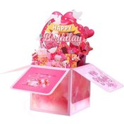 Resim Rogfer Renkli 3d Üç Boyutlu El Yapımı İçi Boş Kağıt Oyma Doğum Günü Kartı Pembe Diğer 