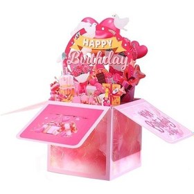 Resim Rogfer Renkli 3d Üç Boyutlu El Yapımı İçi Boş Kağıt Oyma Doğum Günü Kartı Pembe Diğer 