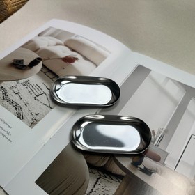 Resim 1 adet kokusuz mini paslanmaz çelik tırnak sanatı tepsi, elektrikli olmayan kozmetik ve takı saklama organizatörü, salon ve ev kullanımı için uygun oval metal tepsi 