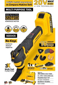 Resim İBTAŞ SGS5435 - 20 Volt 2 Amper Akülü Kesici ve Raspalama Makinası 