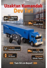 Resim Uzaktan Kumandalı Dev Tır 50 Cm Büyük Boy Oyuncak Kamyon 1:32 Ölçek Lacivert 