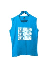 Resim Top Glory Swimming Yüzme Baskılı Kolsuz Sporcu T-shirt Tank Top Sporcu Fitness Atlet 