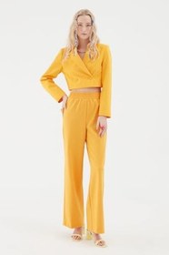Resim Kruvaze Crop Blazer Ceket Siyah 