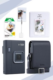 Resim Fujifilm Instax Mini Liplay Plus Midnight Blue Fotoğraf Makinesi, Çanta, Albüm, Kıskaç ve 20'li Film Hediye S 