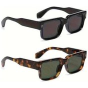 Resim Fastbuy Wangxi Siyah Leopar Desenli Koyu Yeşil Retro Kare Geniş Çerçeve Polikarbonat Reçetesiz Rahat Altın Gözlük Altın 