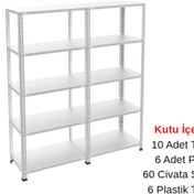 Resim RafBurada 5 Katlı Duble Galvaniz Çelik Raf - Depo, Arşiv, Kiler, Dosya, Market Rafı 31x93 cm-200 cm-1.00 mm 